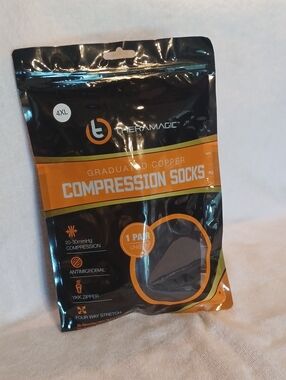 Graduand Copper Compression Socks - Black 20-30 MmHg Size 4xlarge